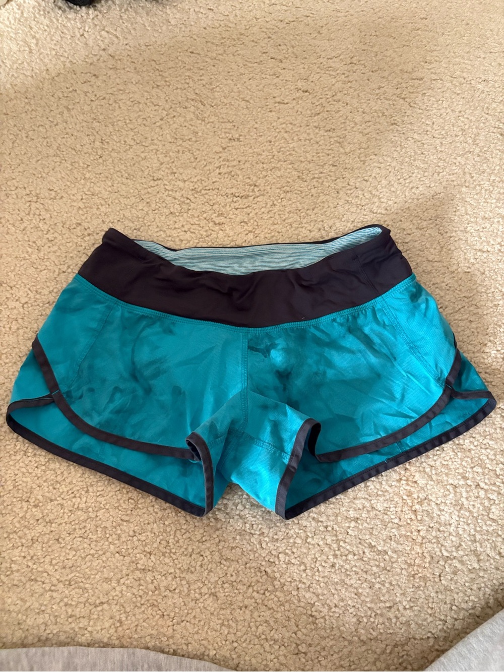lululemon athletica Teal Athletic Shorts with Black Waistband